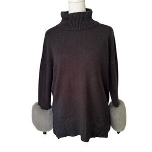 Saks Fifth Avenue dark gray turtleneck knit sweater size S